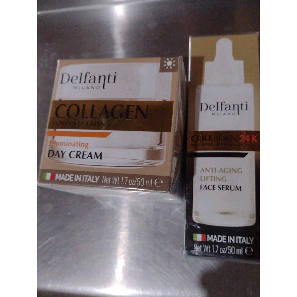 Delfonte Milano Collagen Vit C Illuminating Day Cream & Anti-aging Face Serum 2x